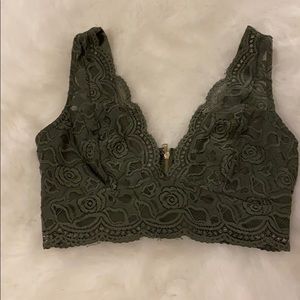 Bebe olive lace crop top